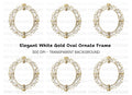 White Gold Ornate Oval Frame Clipart Bundle