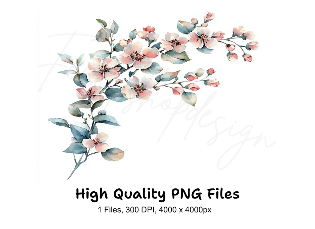 Cherry Blossom Branch Clipart Bundle