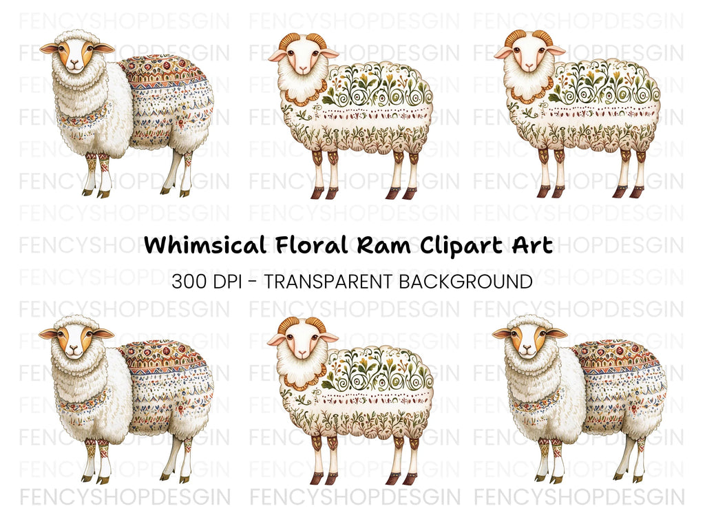 Intricate Patterned Sheep Clipart Bundle