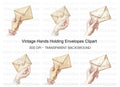 Vintage Hands Holding Envelopes Clipart Bundle