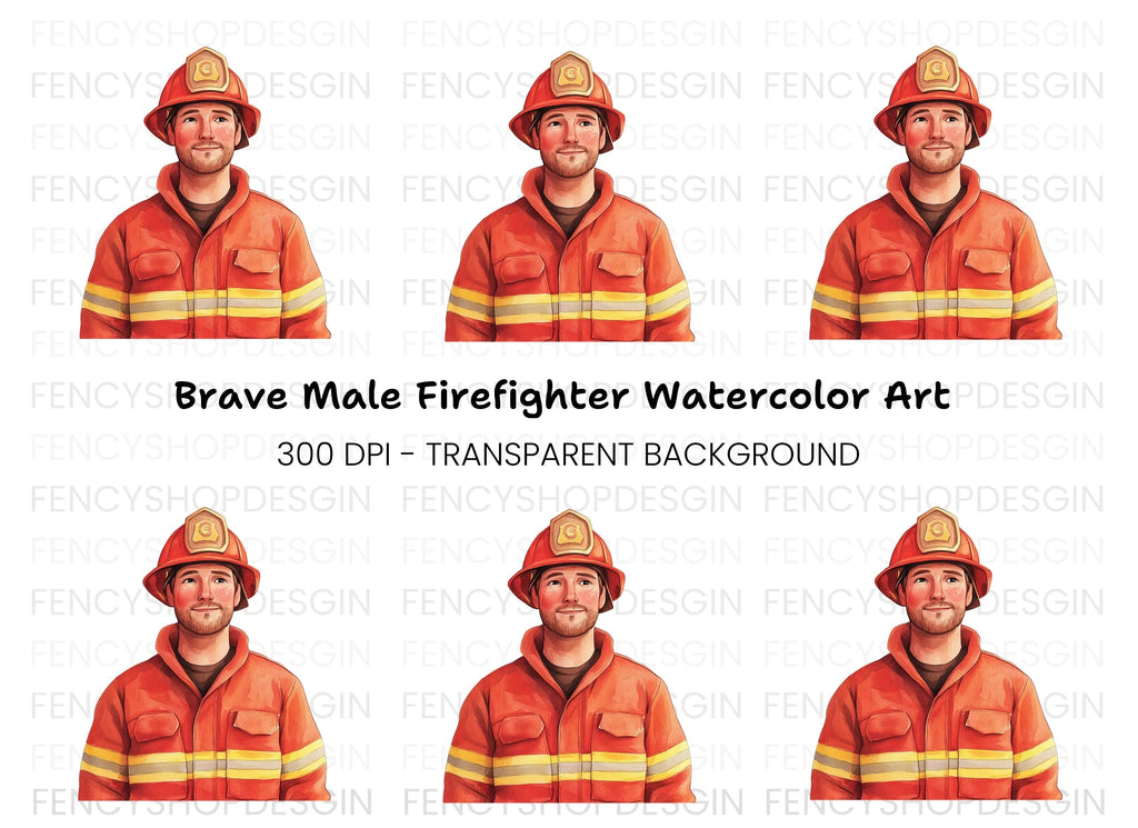 Brave Firefighter Illustration Clipart Bundle