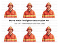 Brave Firefighter Illustration Clipart Bundle