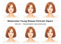 Cute Bob Haircut Girl Portrait Clipart Bundle