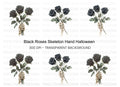 Skeleton Hand with Black Roses Clipart Bundle
