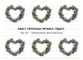 Heart Shaped Christmas Wreath Clipart Bundle