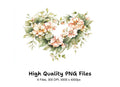 Floral Heart Clipart Bundle