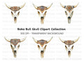 Boho Bull Skulls Clipart Bundle