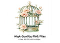Floral Bird Cages with Delicate Blooms Clipart Bundle