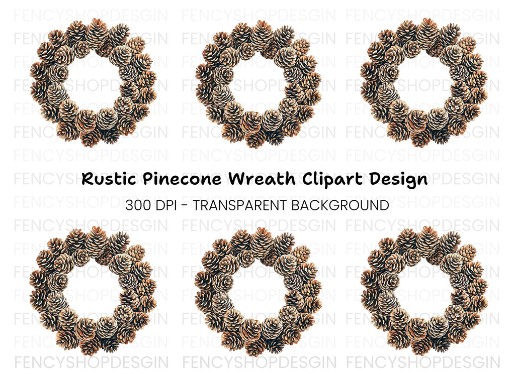 Pine Cone Wreath Clipart Bundle