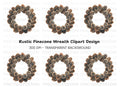 Pine Cone Wreath Clipart Bundle