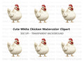 Cute White Hen Illustration Clipart Bundle