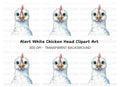Cute White Chicken Head Clipart Bundle