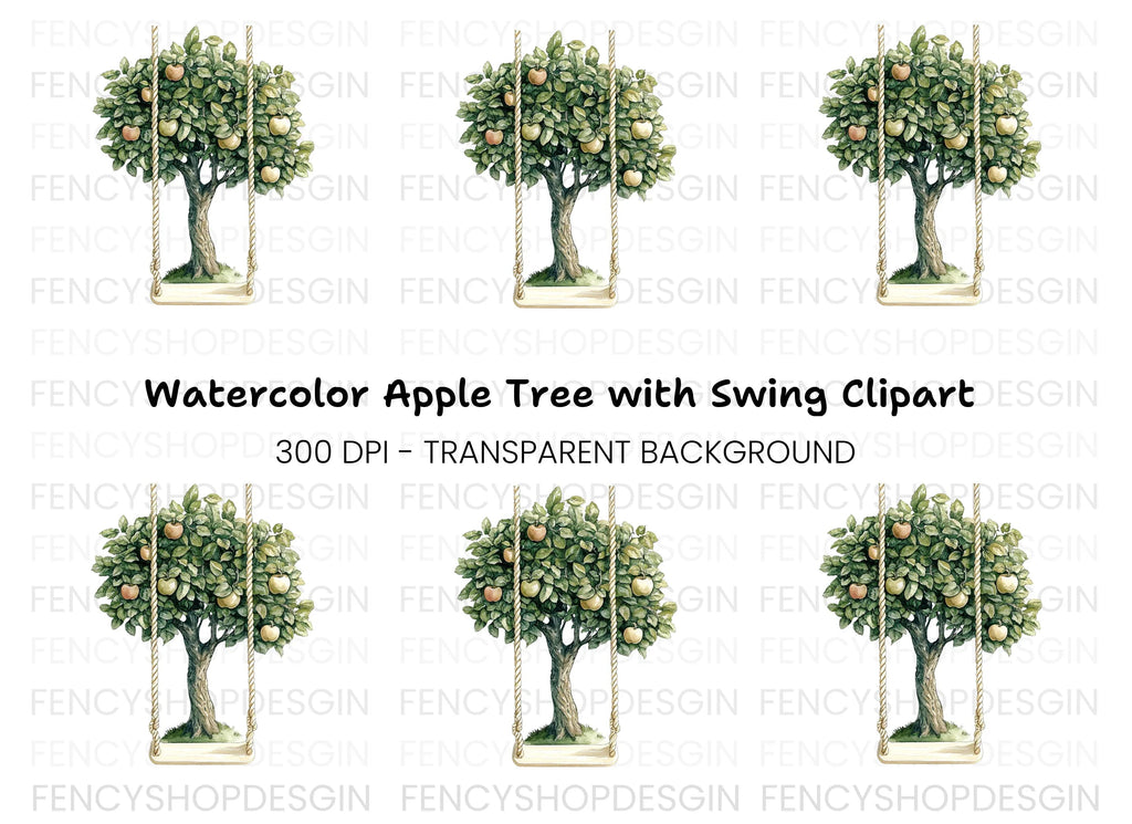 Apple Tree Swing Clipart Bundle