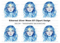 Celestial Blue Haired Girl Clipart Bundle