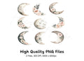 Floral Moon Clipart Bundle