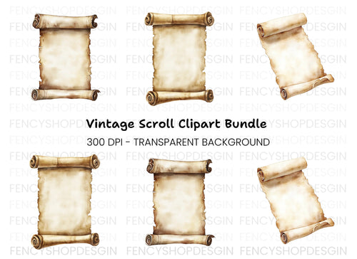 Aged Scroll Clipart Bundle