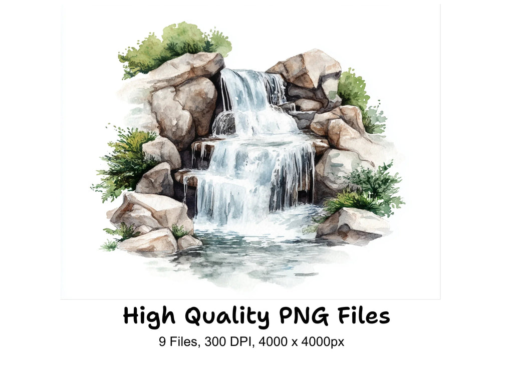 Rustic Waterfall Clipart Bundle