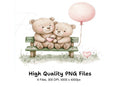 Romantic Bear Couple on Bench Clipart Bundle