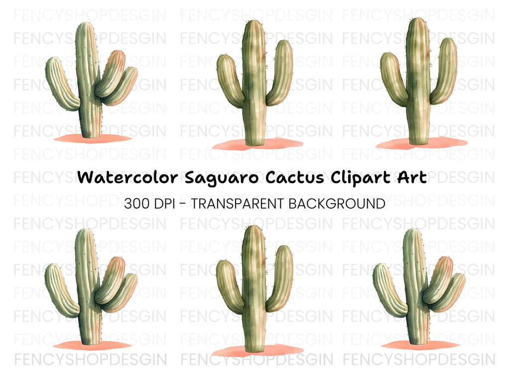 Saguaro Cactus Clipart Bundle