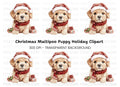 Cute Puppy in Santa Hat Clipart Bundle
