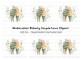 Elderly Couple with Flowers Clipart Bundle