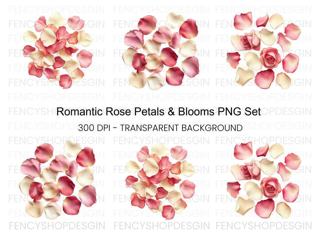 Elegant Rose Petals Clipart Bundle