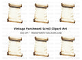 Aged Parchment Scroll Illustration Clipart Bundle