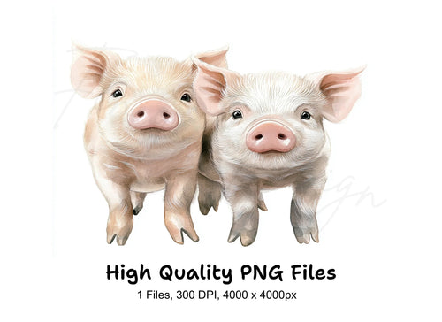 Adorable Piglet Duo Clipart Bundle