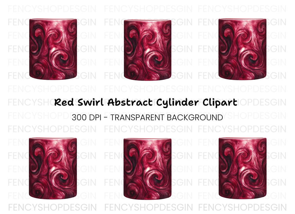 Deep Red Swirls Clipart Bundle