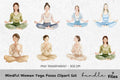 Mindful Women Yoga Poses Clipart Bundle