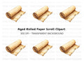 Unfurled Old Parchment Scroll Clipart Bundle