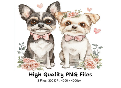 Adorable Dog Couples Clipart Bundle
