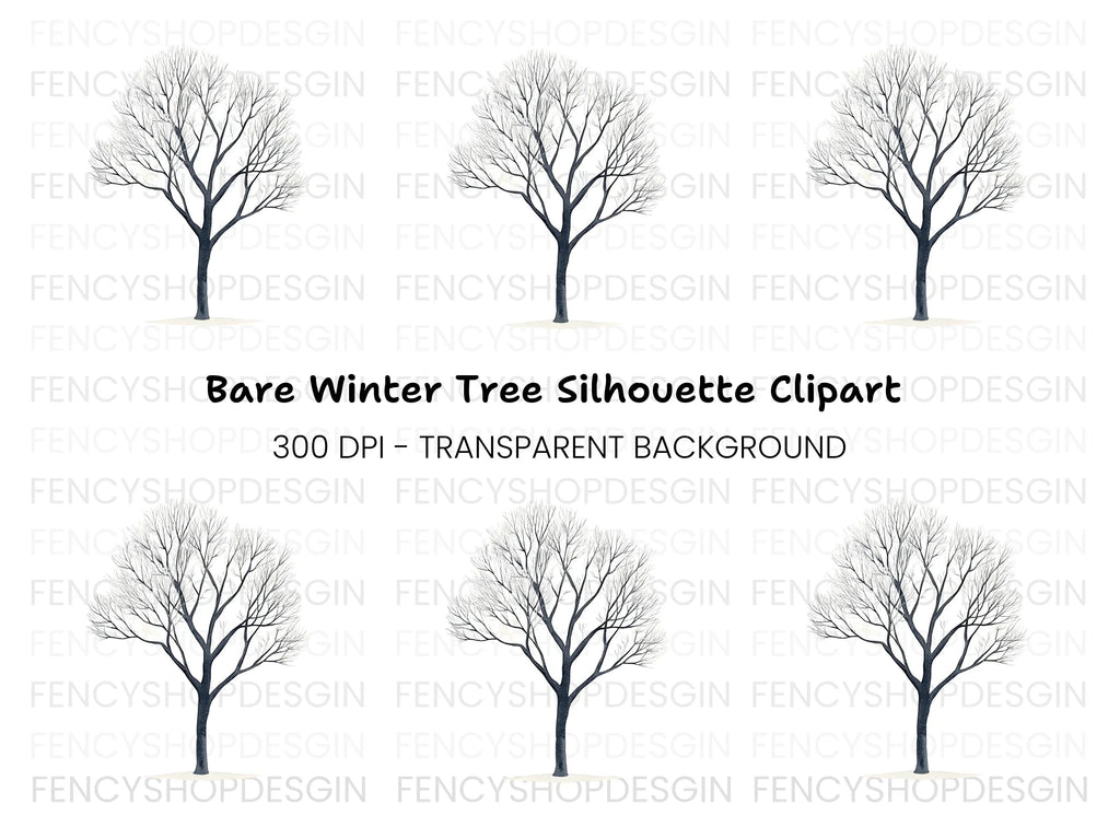 Winter Tree with Snow Clipart Bundle