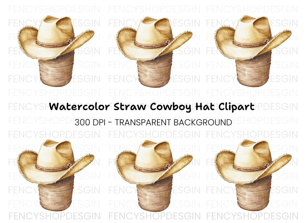 Straw Cowboy Hat Clipart Bundle