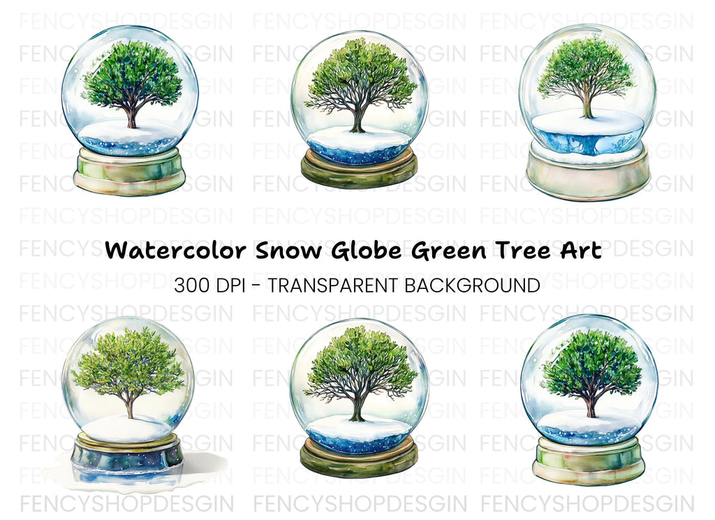 Snow Globe Trees Clipart Bundle