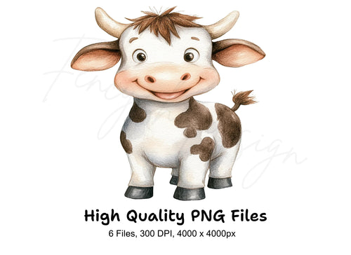 Adorable Baby Cow Clipart Bundle