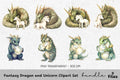 Fantasy Dragon and Unicorn Clipart Bundle