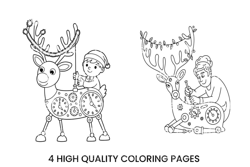 Steampunk Reindeer Adventure Coloring Books