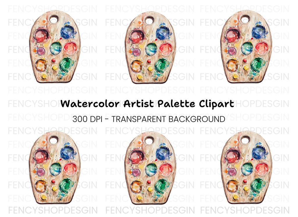 Wooden Paint Palette Clipart Bundle