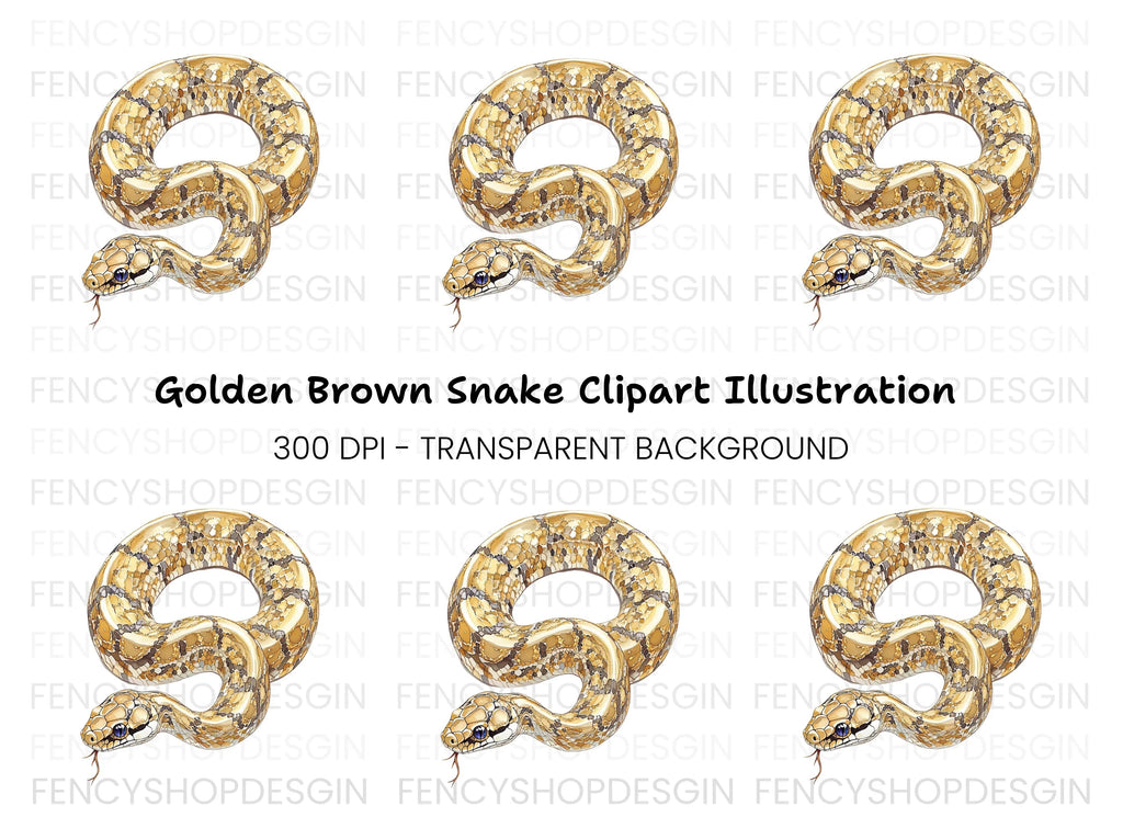 Golden Patterned Snake Clipart Bundle