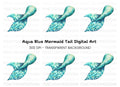 Glittering Blue Mermaid Tail Clipart Bundle