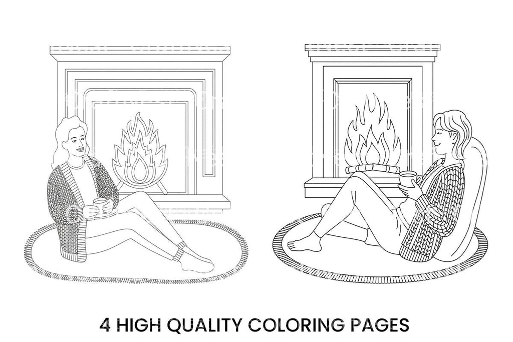 Relaxing by the Fireplace Coloring Books