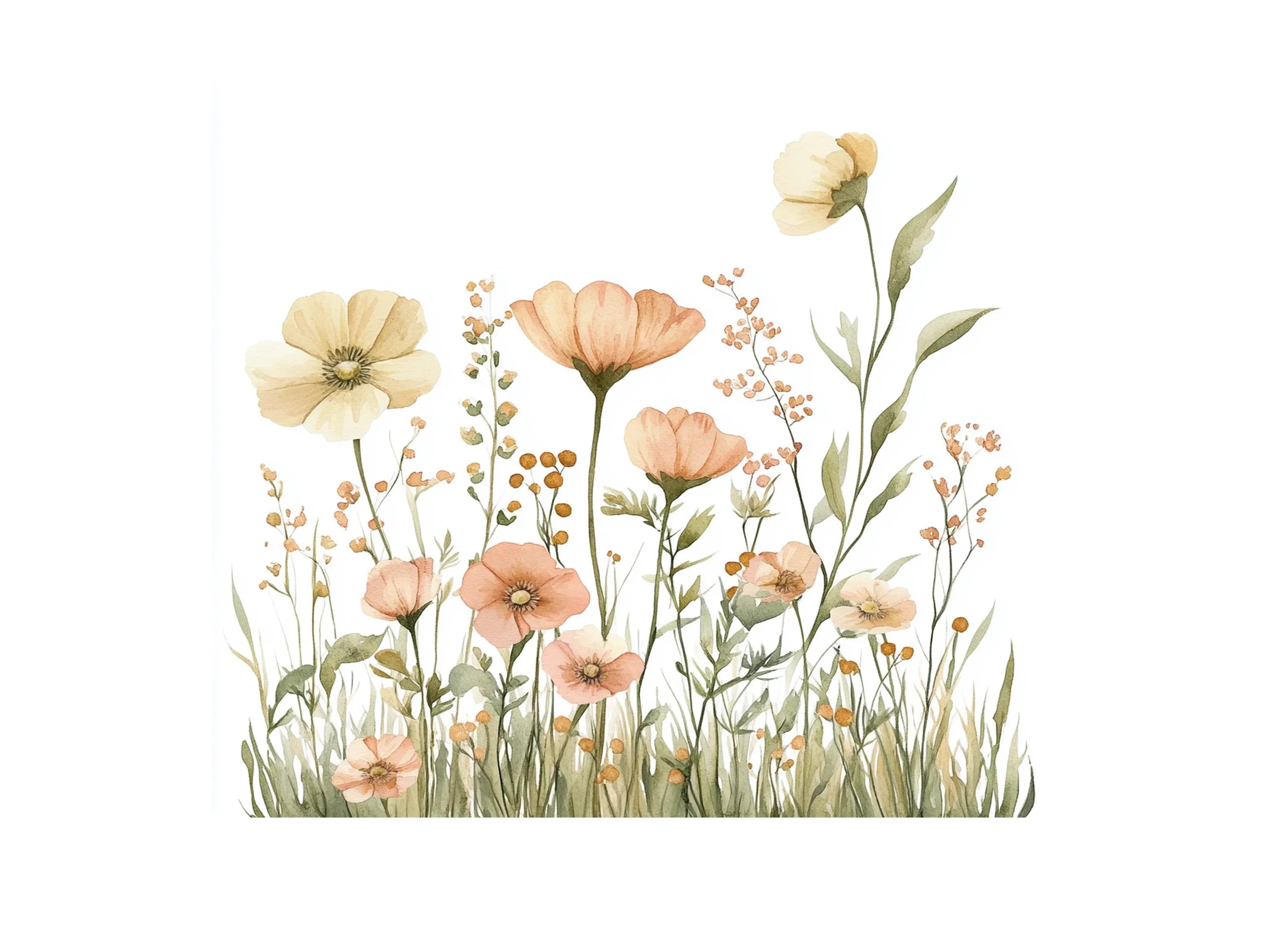 Soft Pastel Floral Clipart Bundle