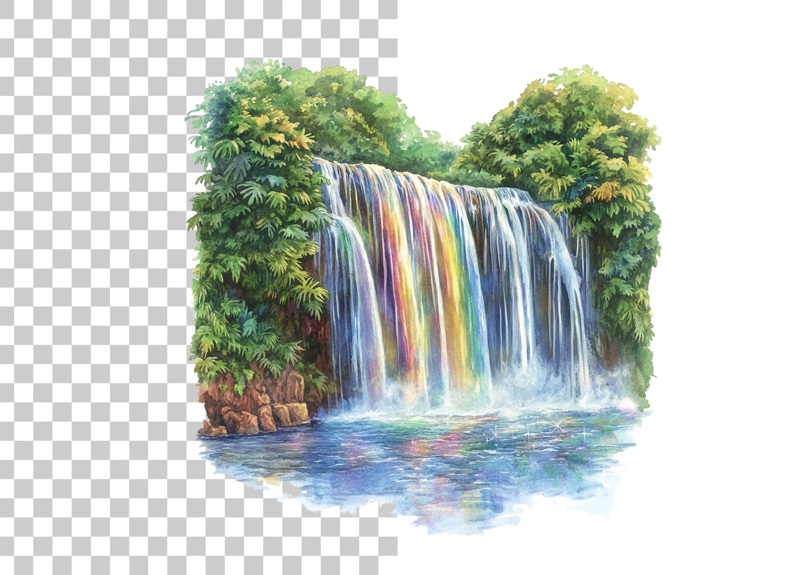 Rainbow Waterfall Clipart Bundle