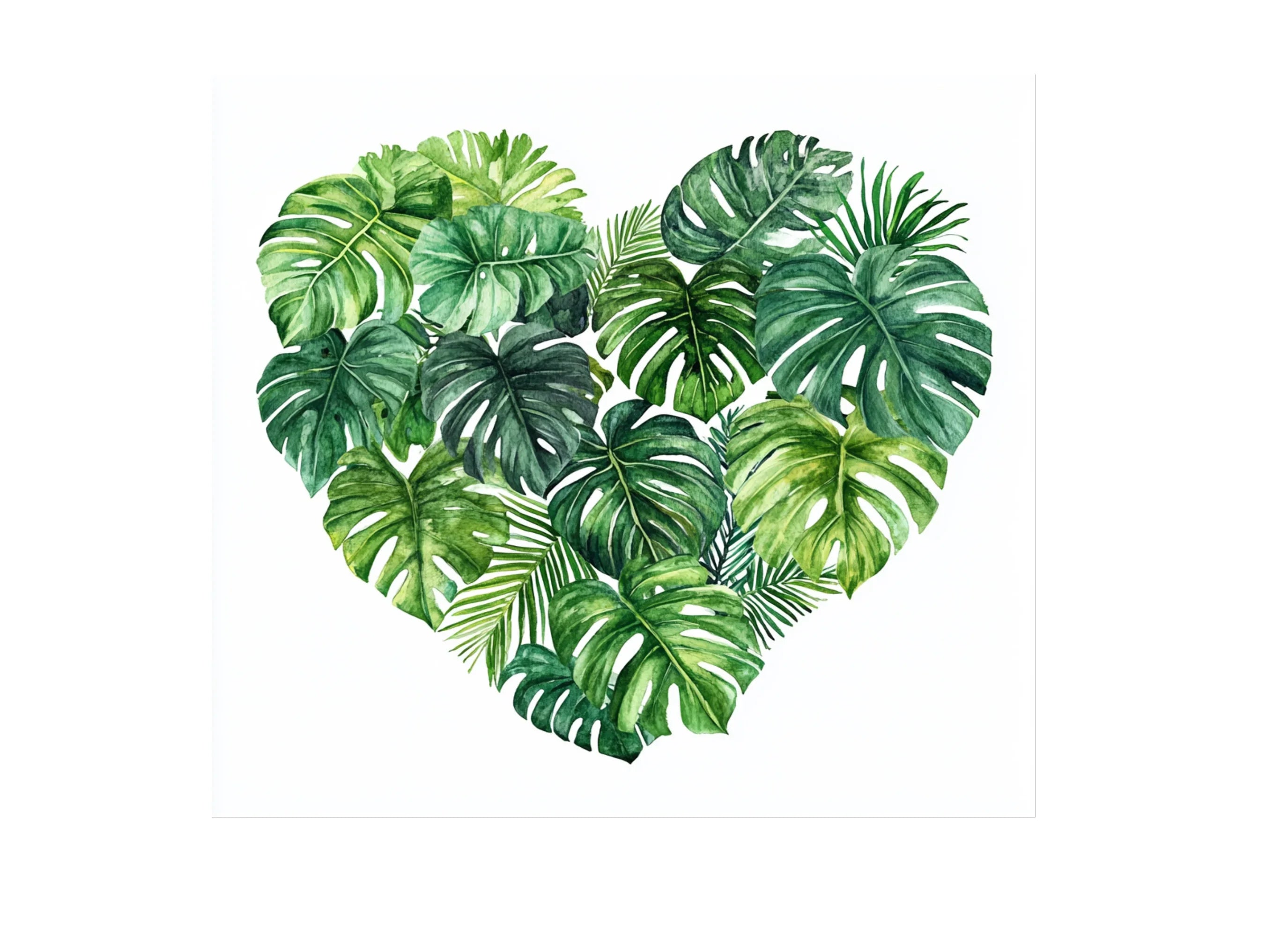 Tropical Leaf Heart Clipart Bundle