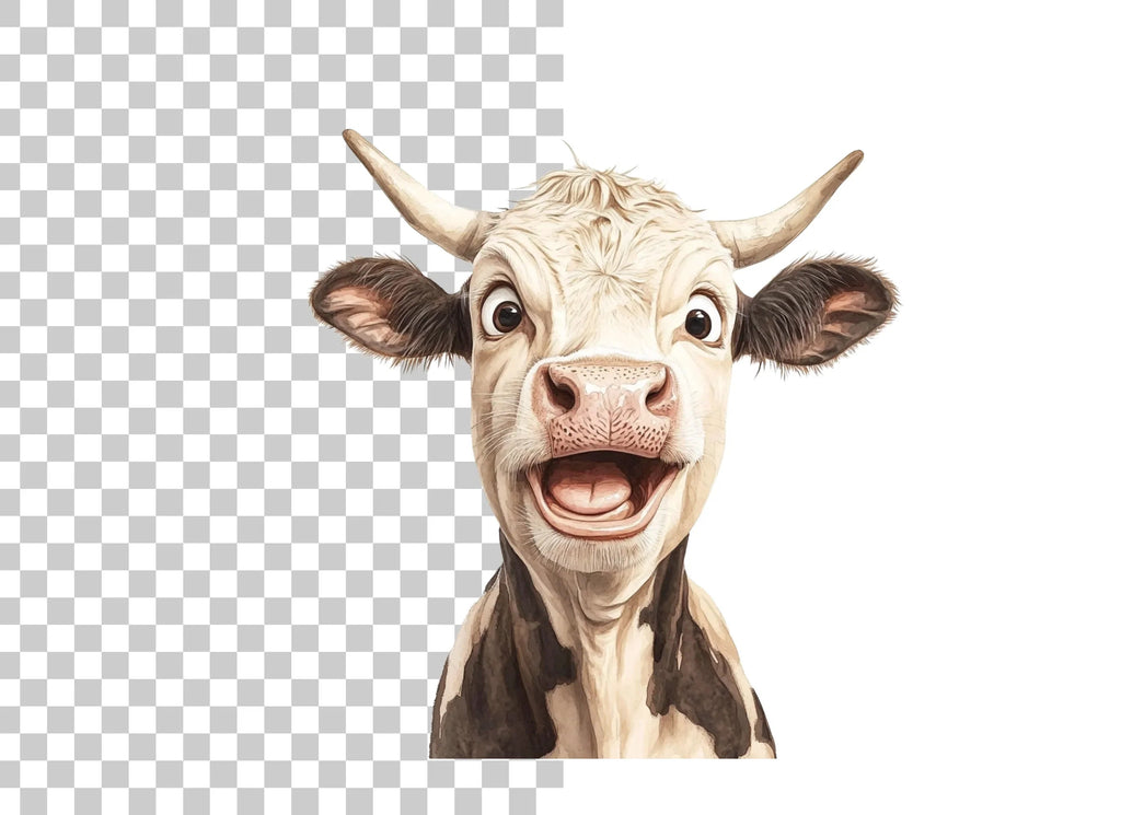 Funny Cartoon Cow Faces Clipart Bundle