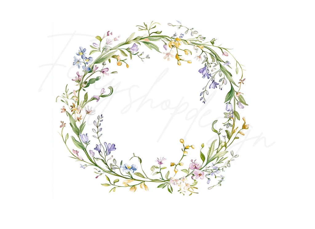 Delicate Wildflower Wreaths Clipart Bundle