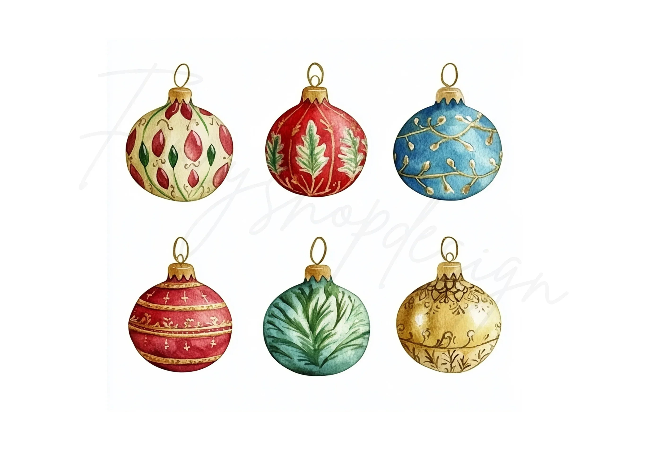 Christmas Ornaments Clipart Bundle