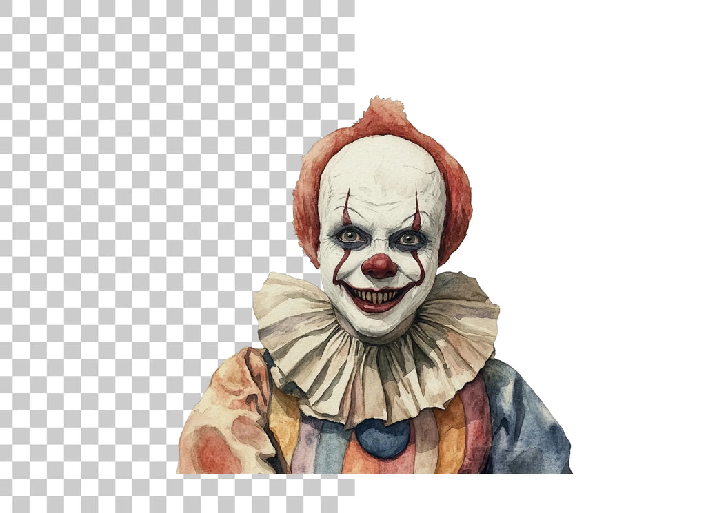 Creepy Clown Faces Clipart Bundle