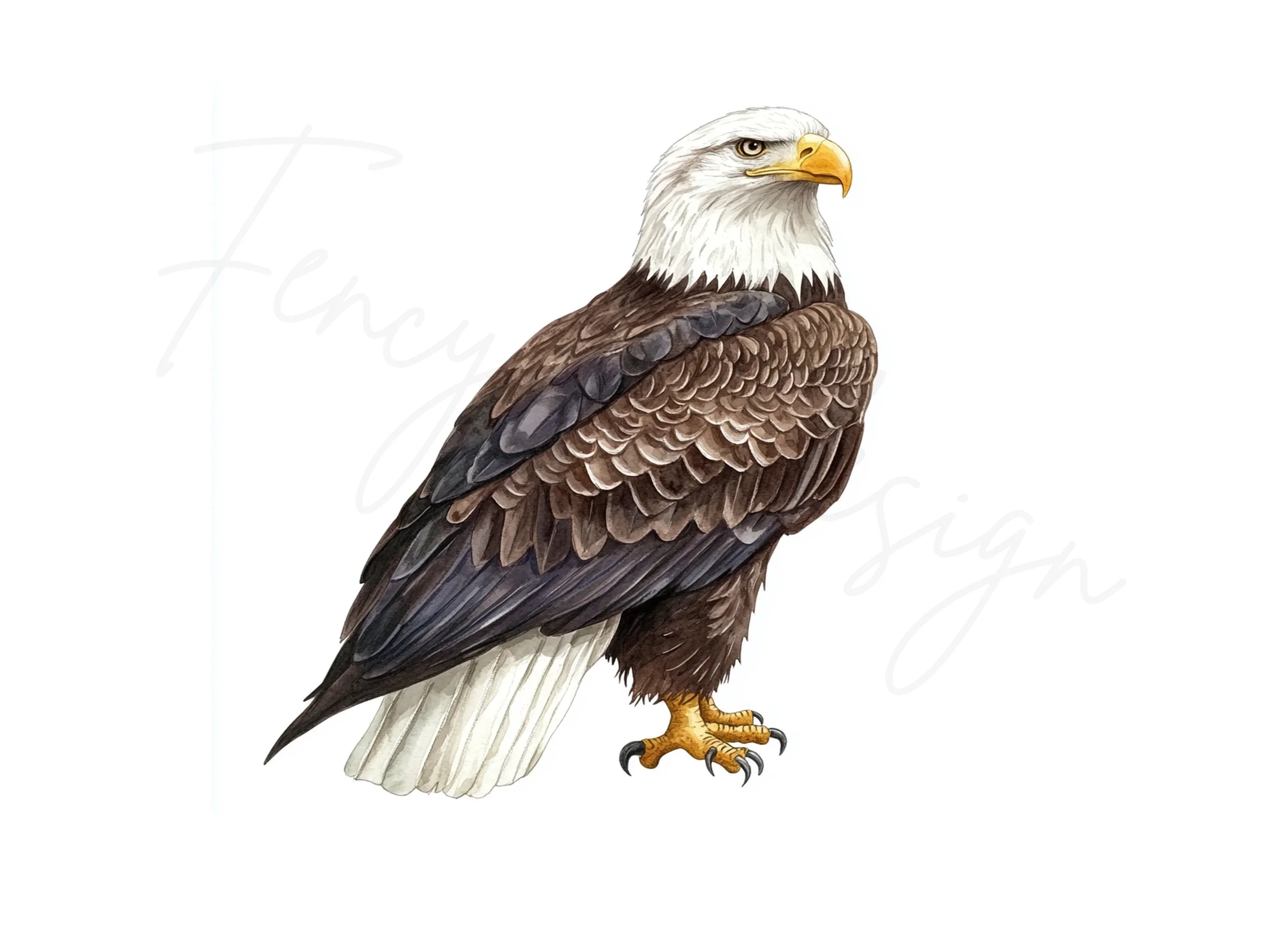 Realistic Bald Eagle Standing Clipart Bundle